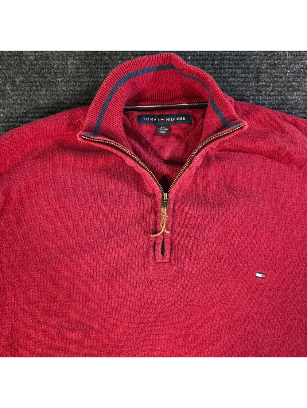 Tommy Hilfiger Men's Red Quarter-Zip Pullover Sweater XXL